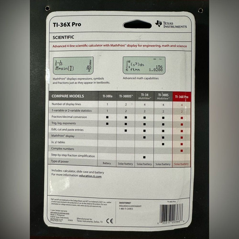 Texas Instruments TI-36X Pro Advanced Scientific Solar / Battery Calculator NIP - Picture 2 of 2